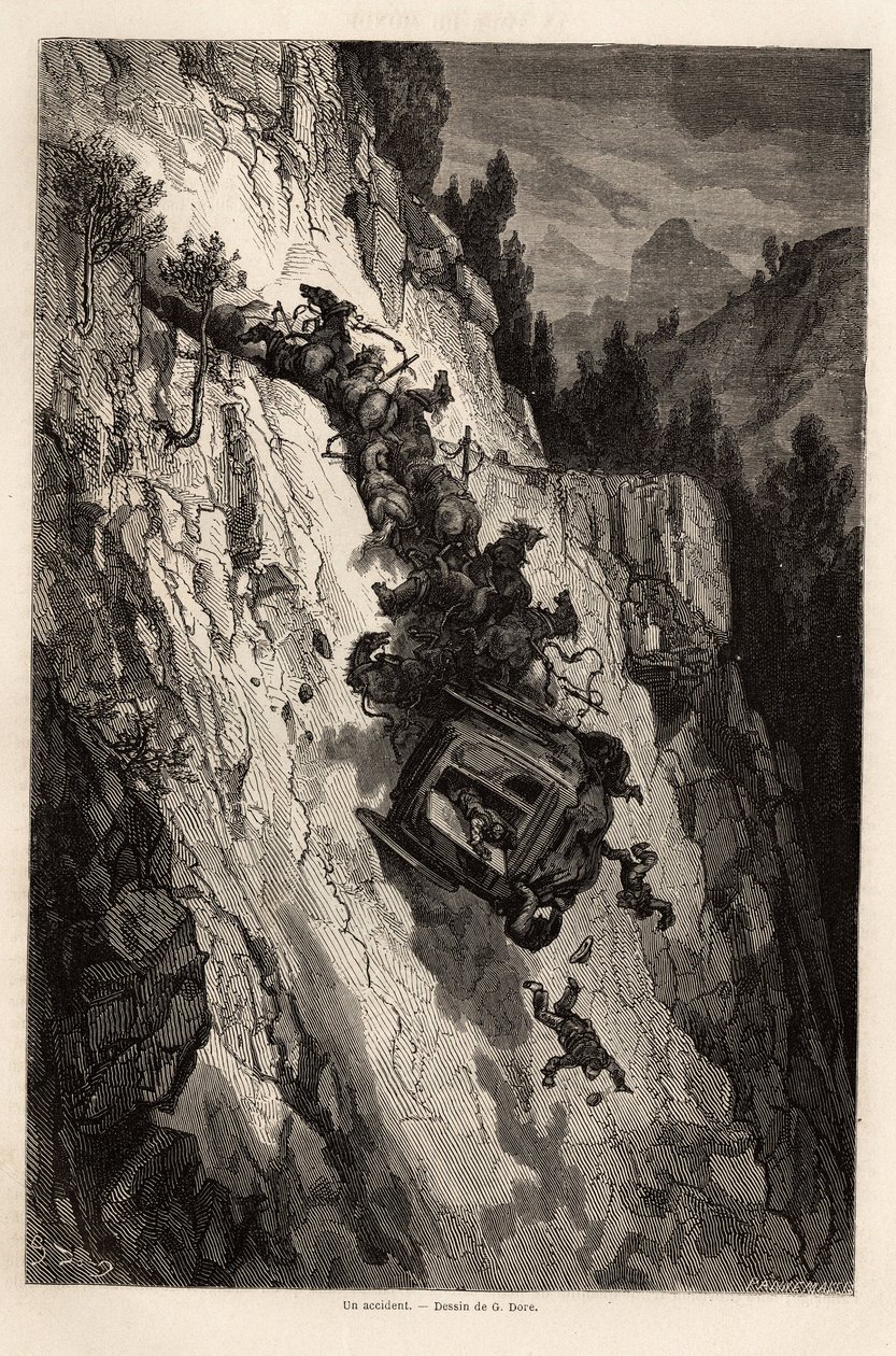 Náhoda pilnosti, kresba Gustava Dorea (1832-1883), pro ilustraci jeho cesty do Španělska s C. Davillierem v roce 1862. Rytina v „“ Le tour du monde “, editoval Edouard Charton od Gustave Dore