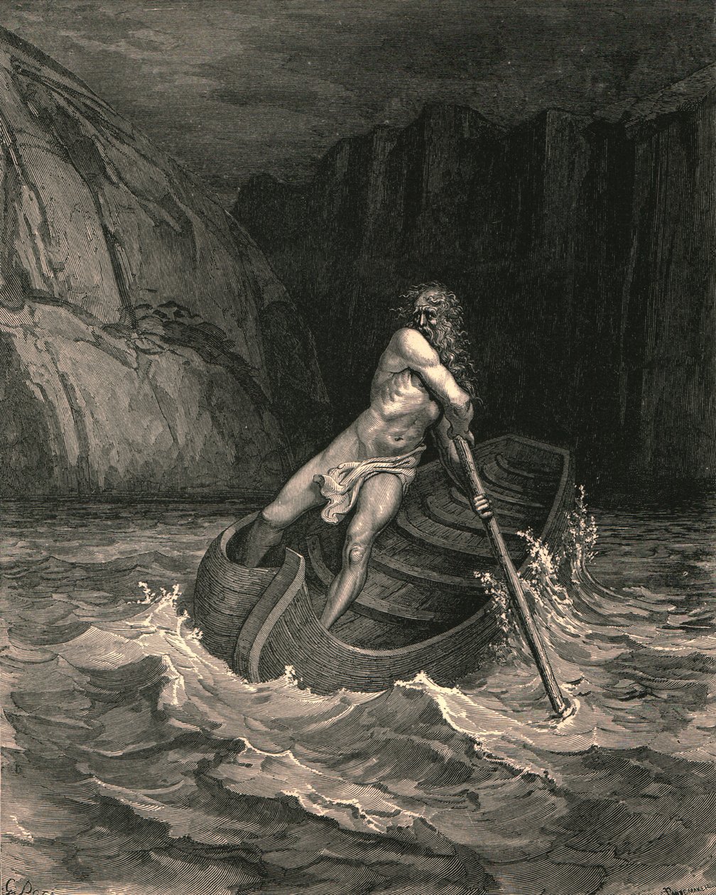 A hle! Směrem k nám v štěkotu přichází starý muž, c1890. od Gustave Dore
