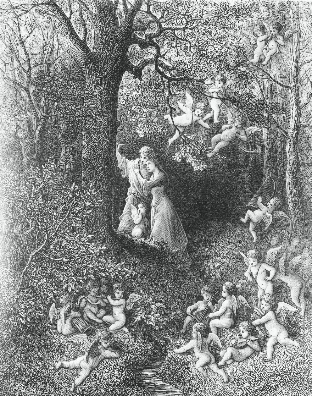 Angelika a Medoro z filmu Orlandovo šílenství od Gustave Dore