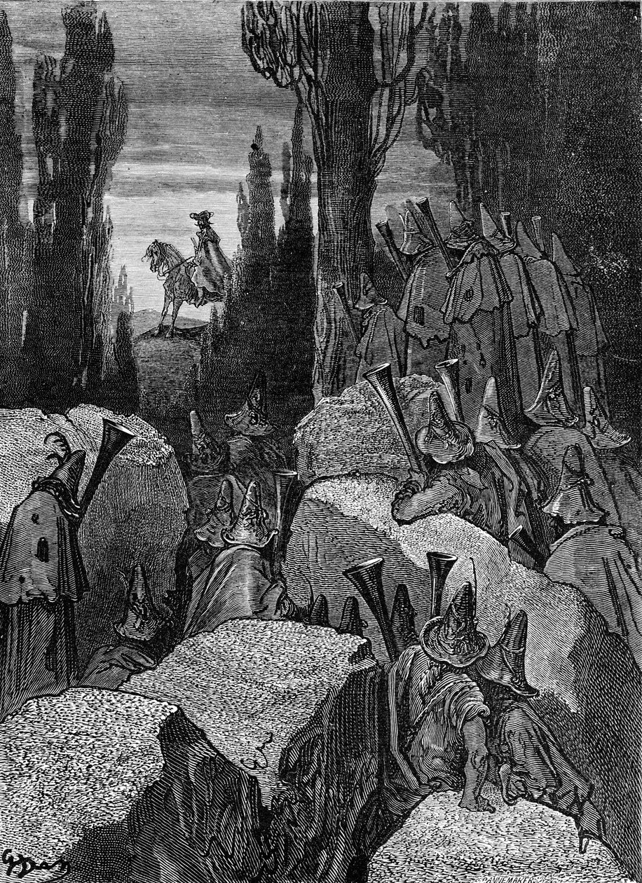 Baron Münchausen: Loupežníci / bandité, od Doré. od Gustave Dore