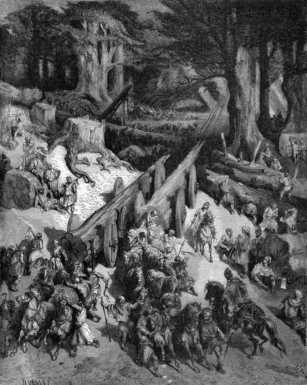 Stavba jeruzalémského chrámu od Gustave Dore