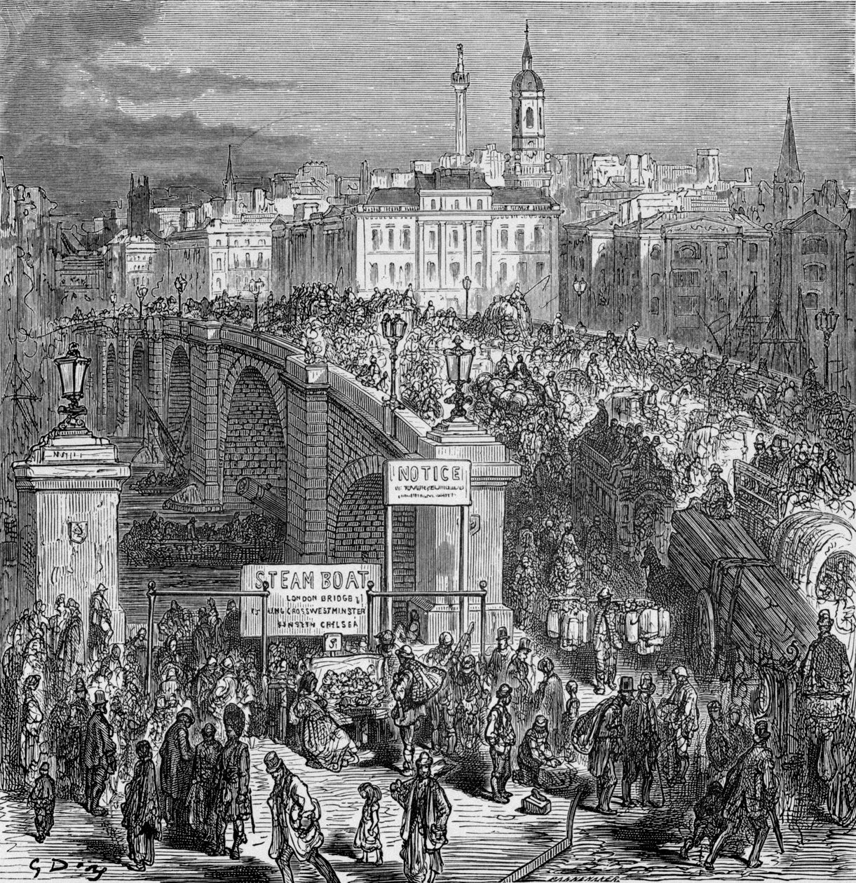 Rušná scéna na London Bridge, 1872. od Gustave Dore