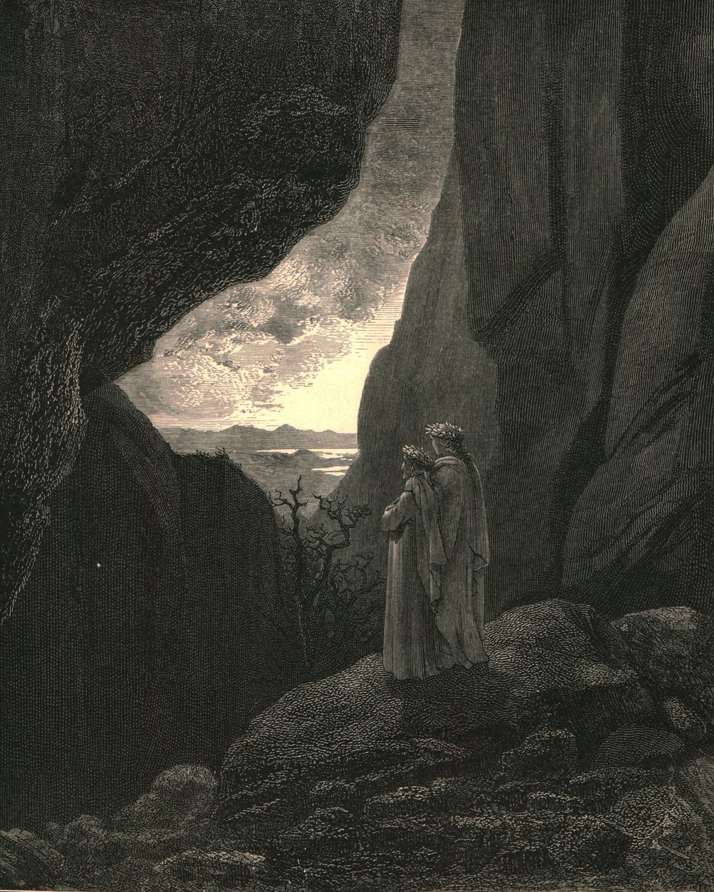 Touto skrytou cestou jsme s průvodcem vstoupili, abychom se vrátili do spravedlivého světa, c1890. od Gustave Dore