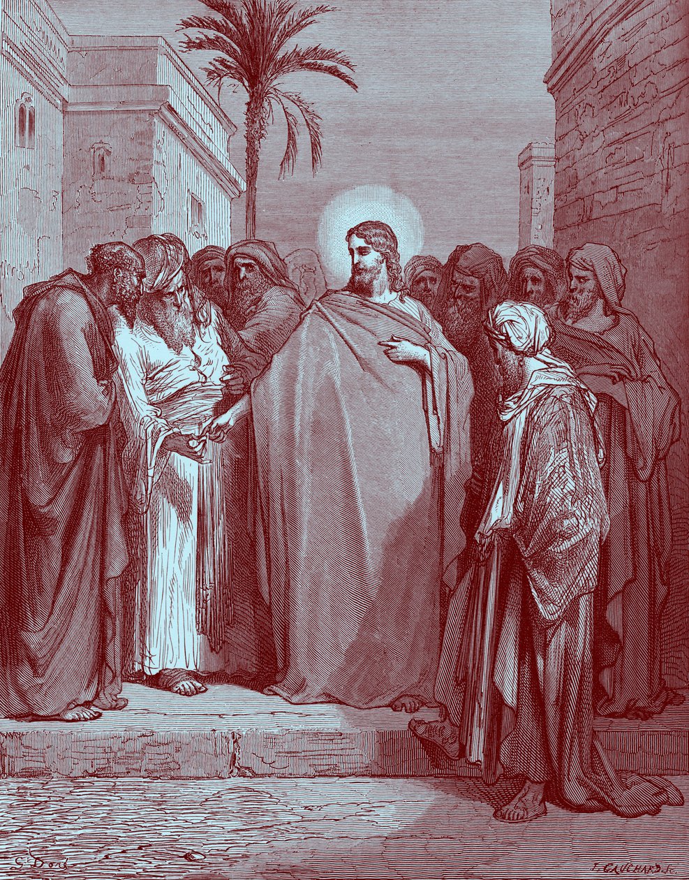 Kristus a peníze na daň - Bible od Gustave Dore