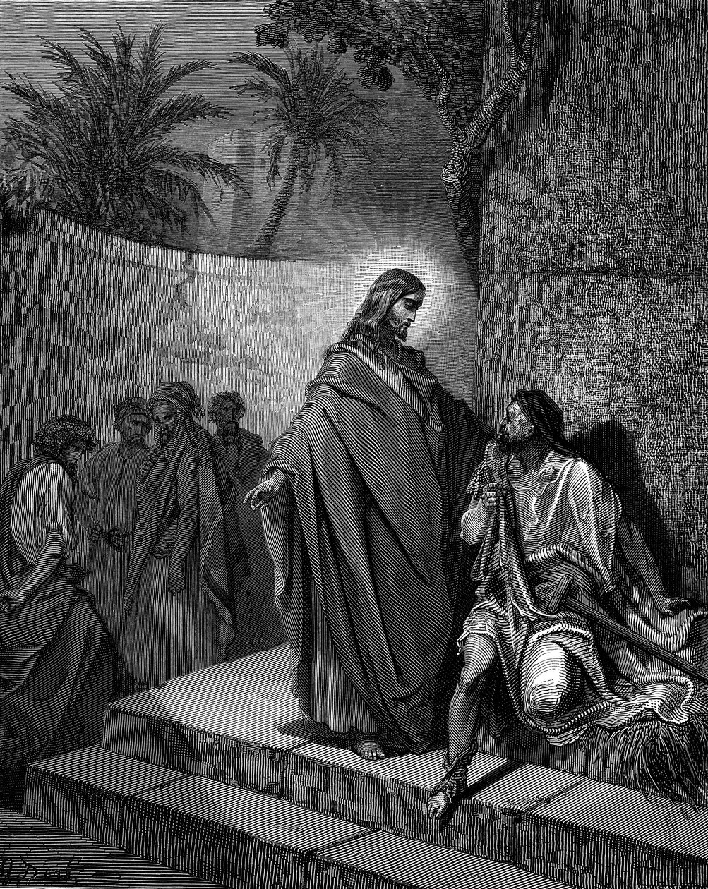Kristus uzdravuje ochrnutého muže, 1866 od Gustave Dore