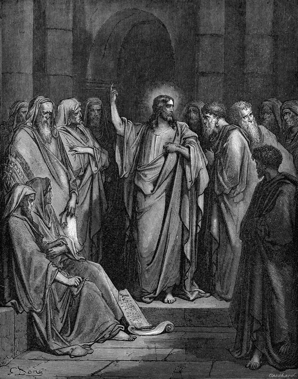 Kristus v synagoze od Gustave Dore