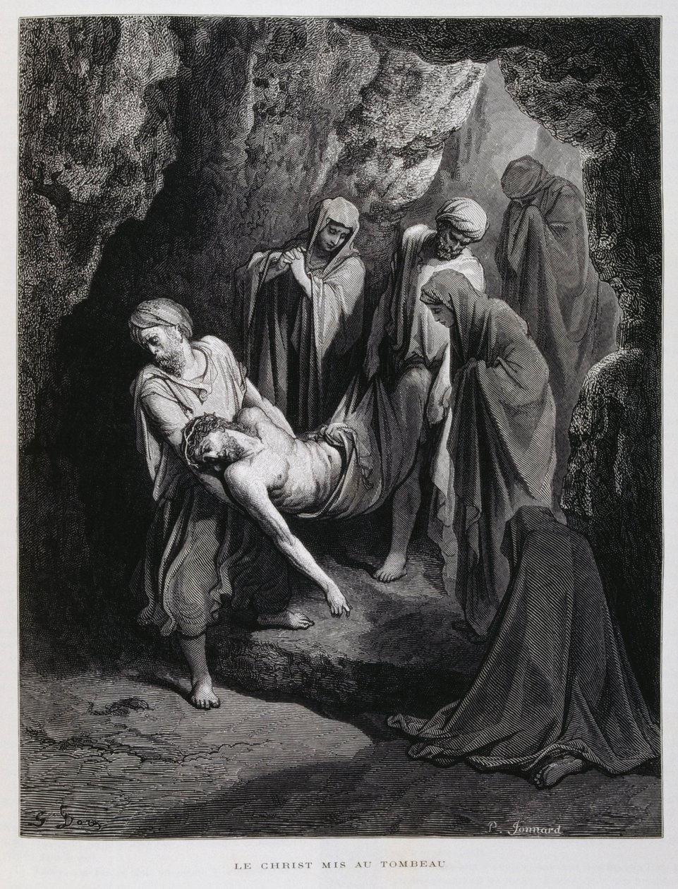 Kristus odnesený do hrobu, Ilustrace z Doreho bible od Gustave Dore