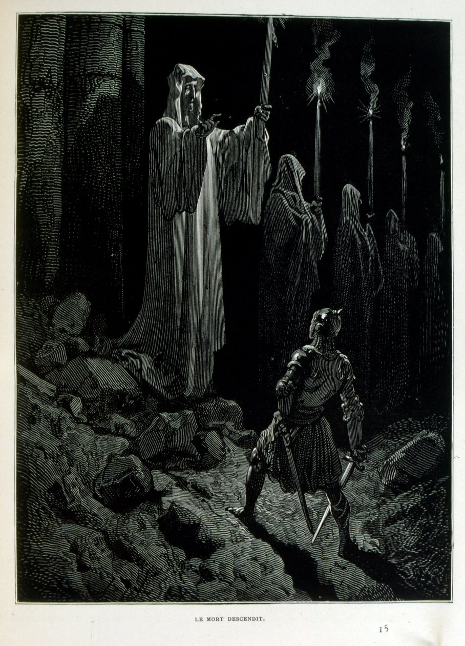Croque-Mitaine; 1863 ilustrace, Gustave Dore (1832 – 1883); Francouzský výtvarník, grafik, ilustrátor. Croque-Mitaine (Bogeyman) zlomyslná postava představená dětem, aby je vyděsila, a tak je učinila moudřejšími. od Gustave Dore