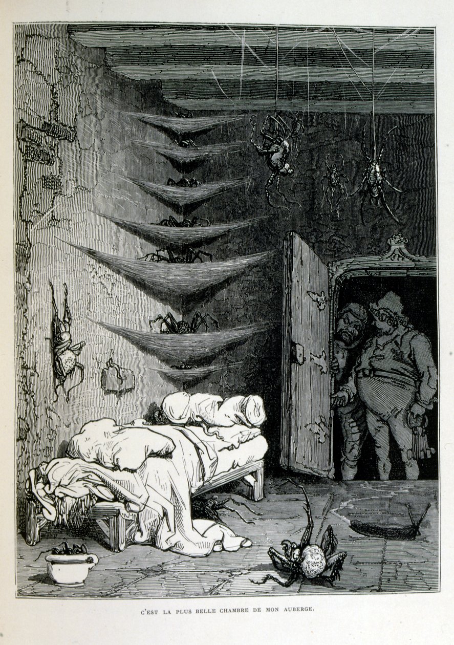 Croque-Mitaine; 1863 ilustrace, Gustave Dore (1832 – 1883); Francouzský výtvarník, grafik, ilustrátor. Croque-Mitaine (Bogeyman) zlomyslná postava představená dětem, aby je vyděsila, a tak je učinila moudřejšími. od Gustave Dore