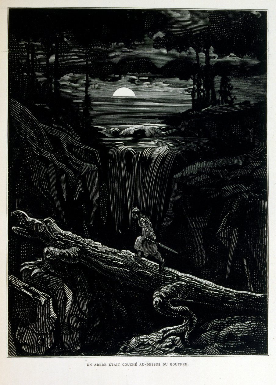 Croque-Mitaine; 1863 ilustrace, Gustave Dore (1832 – 1883); Francouzský výtvarník, grafik, ilustrátor. Croque-Mitaine (Bogeyman) zlomyslná postava představená dětem, aby je vyděsila, a tak je učinila moudřejšími. od Gustave Dore