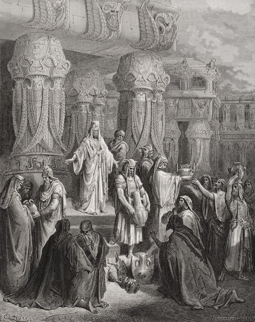Cyrus Restoring the Vessels of the Temple, ilustrace z Dore