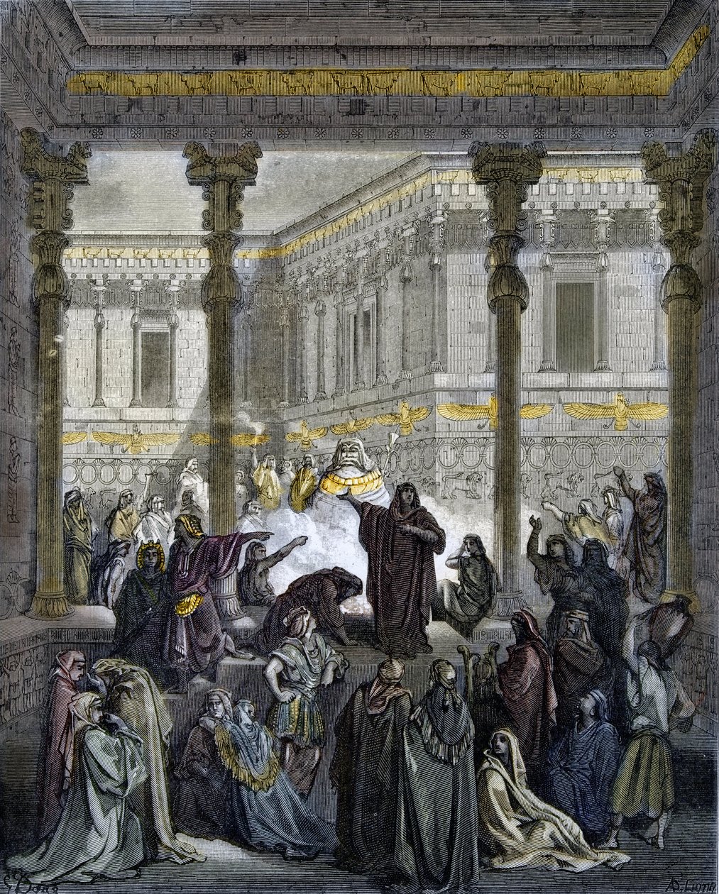 Daniel matoucí kněze Baala - Daniel matoucí kněze Bela - - rytina do „“The Bible illustree““ od Gustava Dore (1832-1883) - Rytina z „“The Dore Bible““ od Gustave Dore