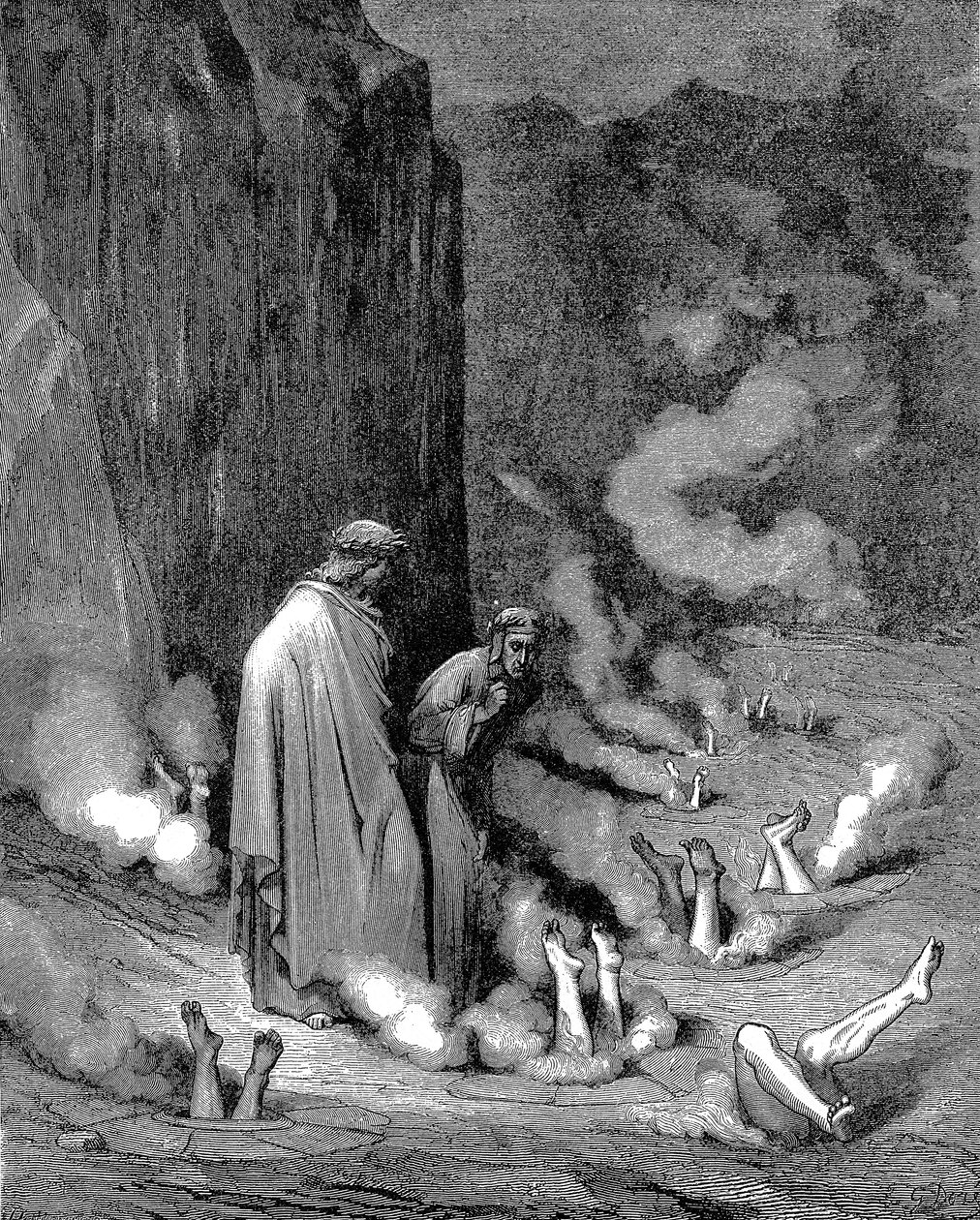 Dante a Virgil v pekle, 1863 od Gustave Dore