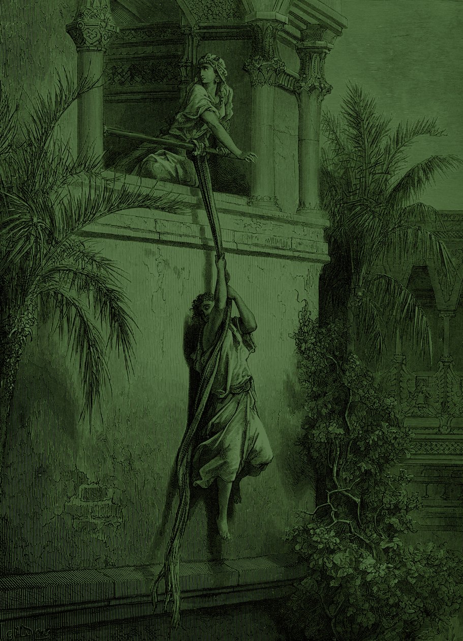 Davidův útěk oknem, Doré. - Bible od Gustave Dore