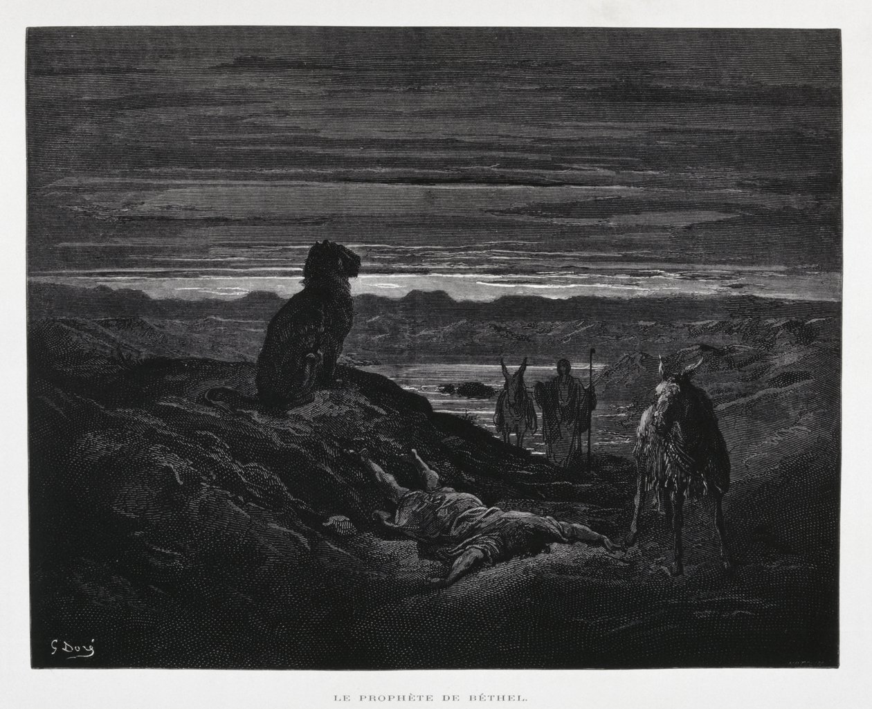 Smrt proroka z Bét-elu, ilustrace z Doreho bible od Gustave Dore