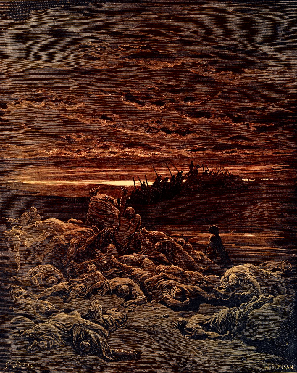 Smrt synů Jerubbaalových od Doré - Bible od Gustave Dore