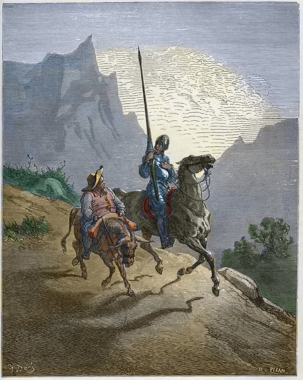 Don Quijote se Sancho Panzou - Don Quijote de la Mancha" od Miguela Cervantese od Gustave Dore