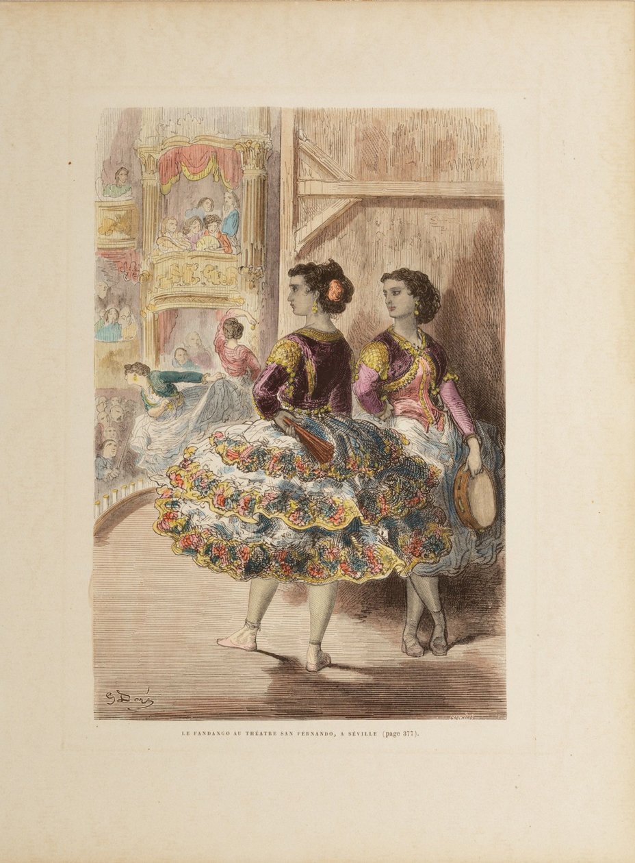 Fandango v Teatro de San Fernando v Seville, c. 1874. od Gustave Dore
