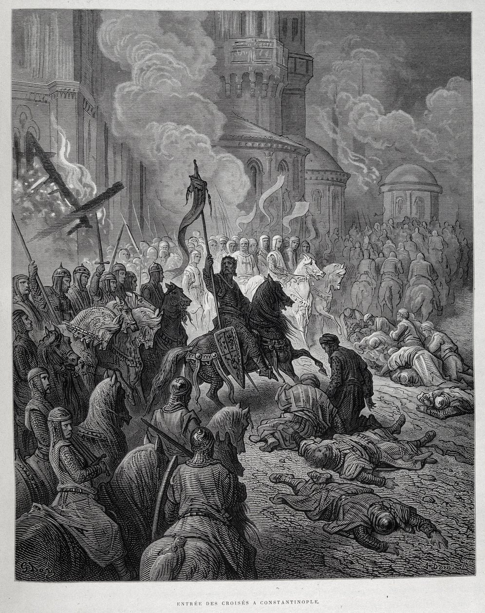 Vstup křižáků do Konstantinopole během čtvrté křížové výpravy od Gustava Doré. od Gustave Dore