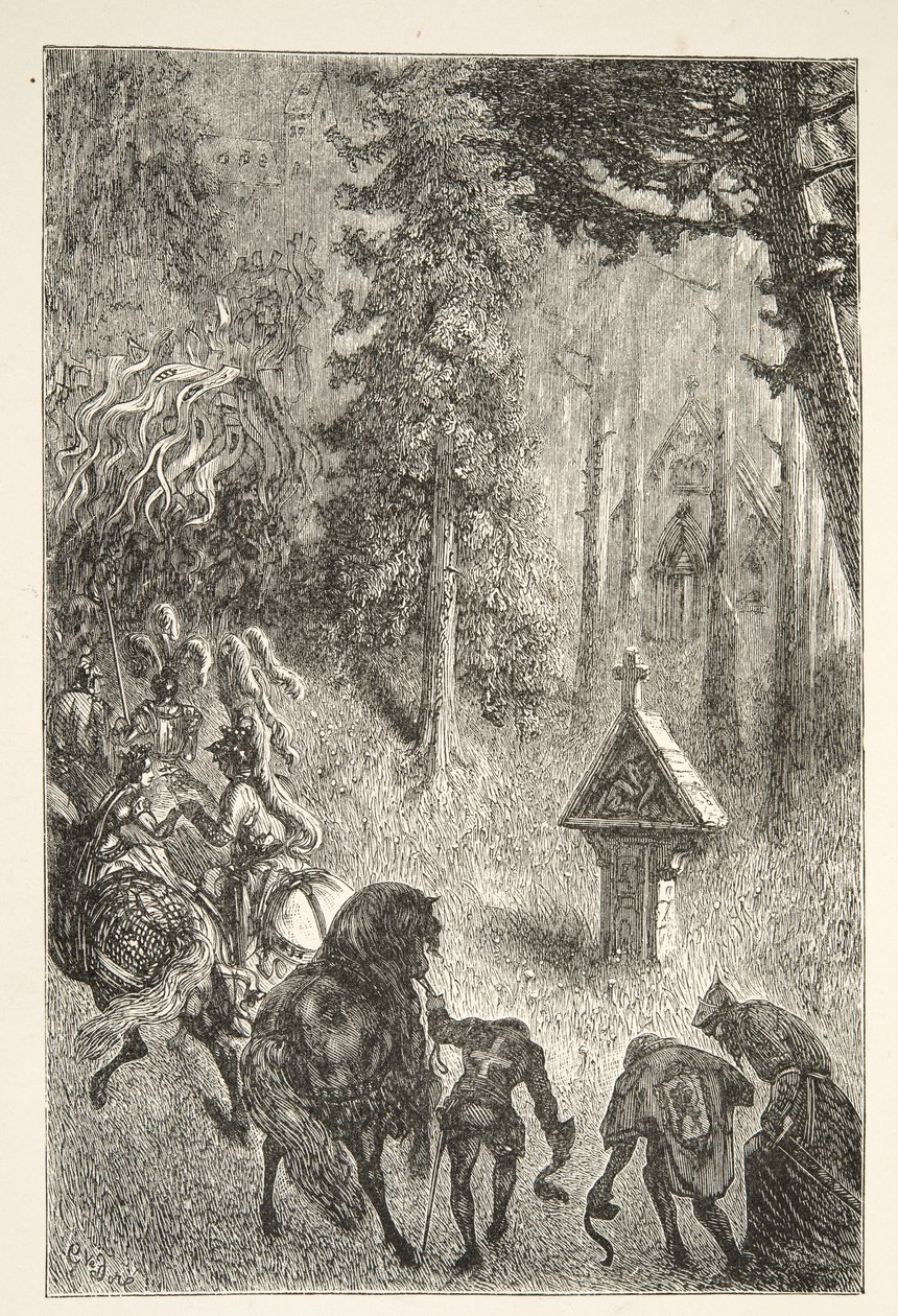 Doprovod Guenevera z Cameliardu, z Příběhů dnů krále Artuše od Charlese Henryho Hansona, pub. 1898 od Gustave Dore