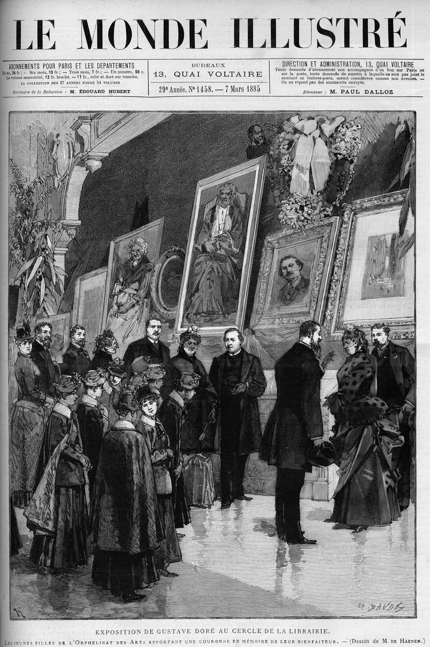 Výstava Gustava Dorea (1832-1883), francouzského ilustrátora a malíře, v kroužku knihkupectví. Gravírování do „“The Illustrous World““ od Gustave Dore