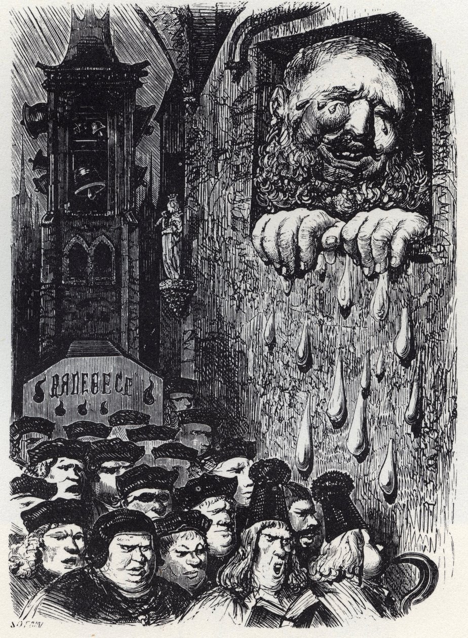 Gargantua truchlí nad smrtí své manželky - Gargantua truchlí nad svou manželkou - ilustrace z 