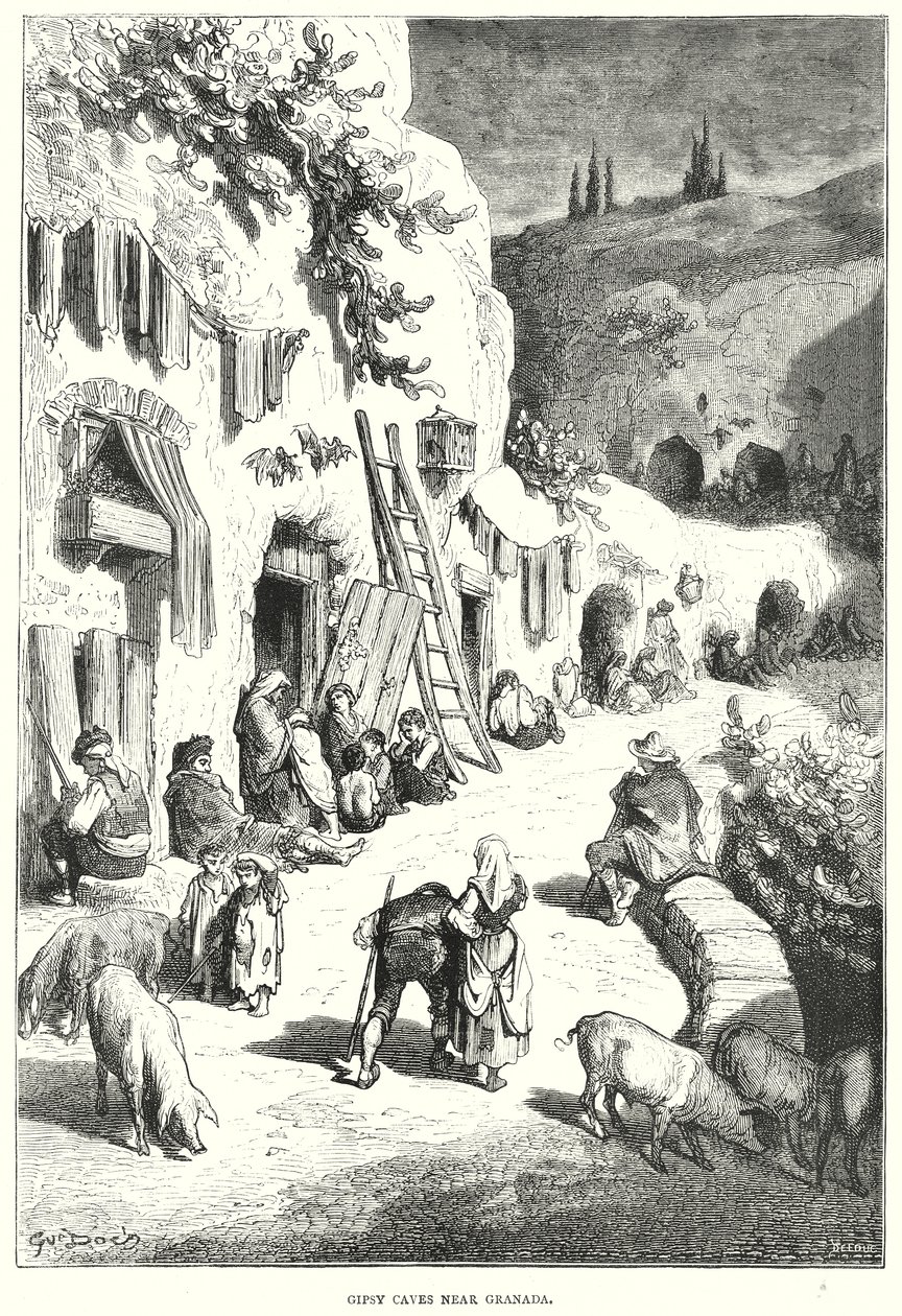 Cikánské jeskyně u Granady (rytina) od Gustave Dore