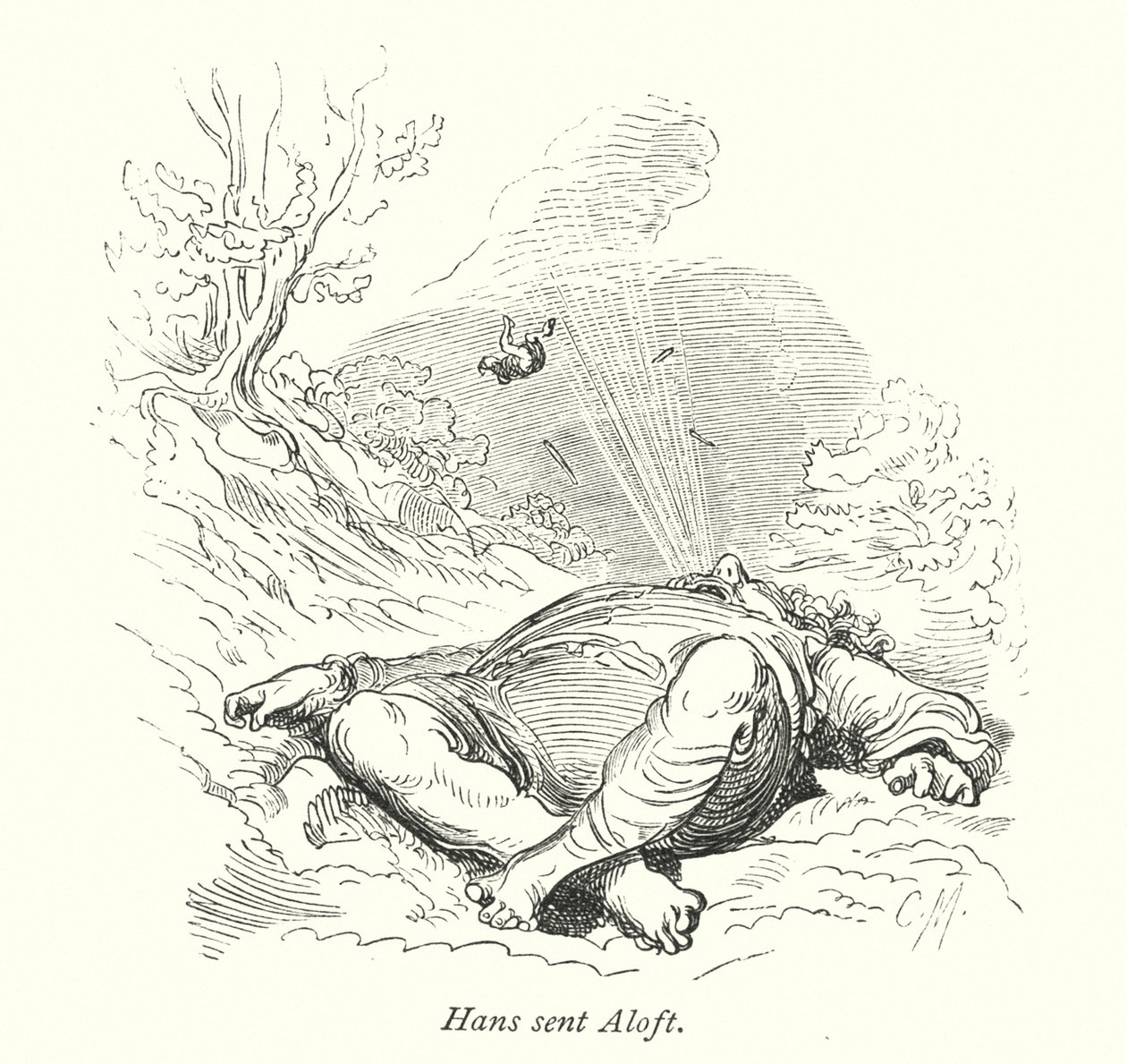 Hans Sent Aloft (rytina) od Gustave Dore