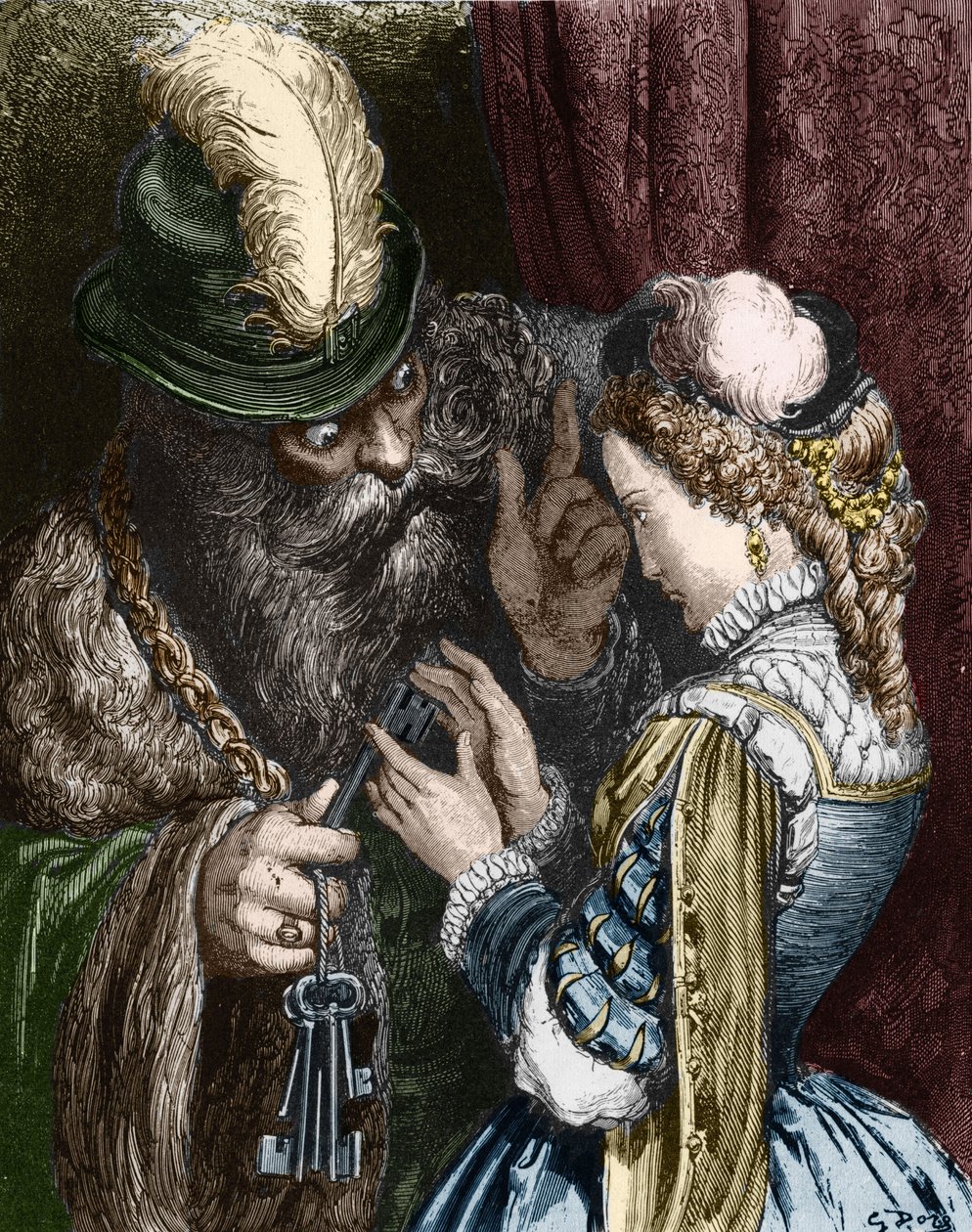 Ilustrace pro „Modrovous“ od Charlese Perraulta, 1893 od Gustave Dore