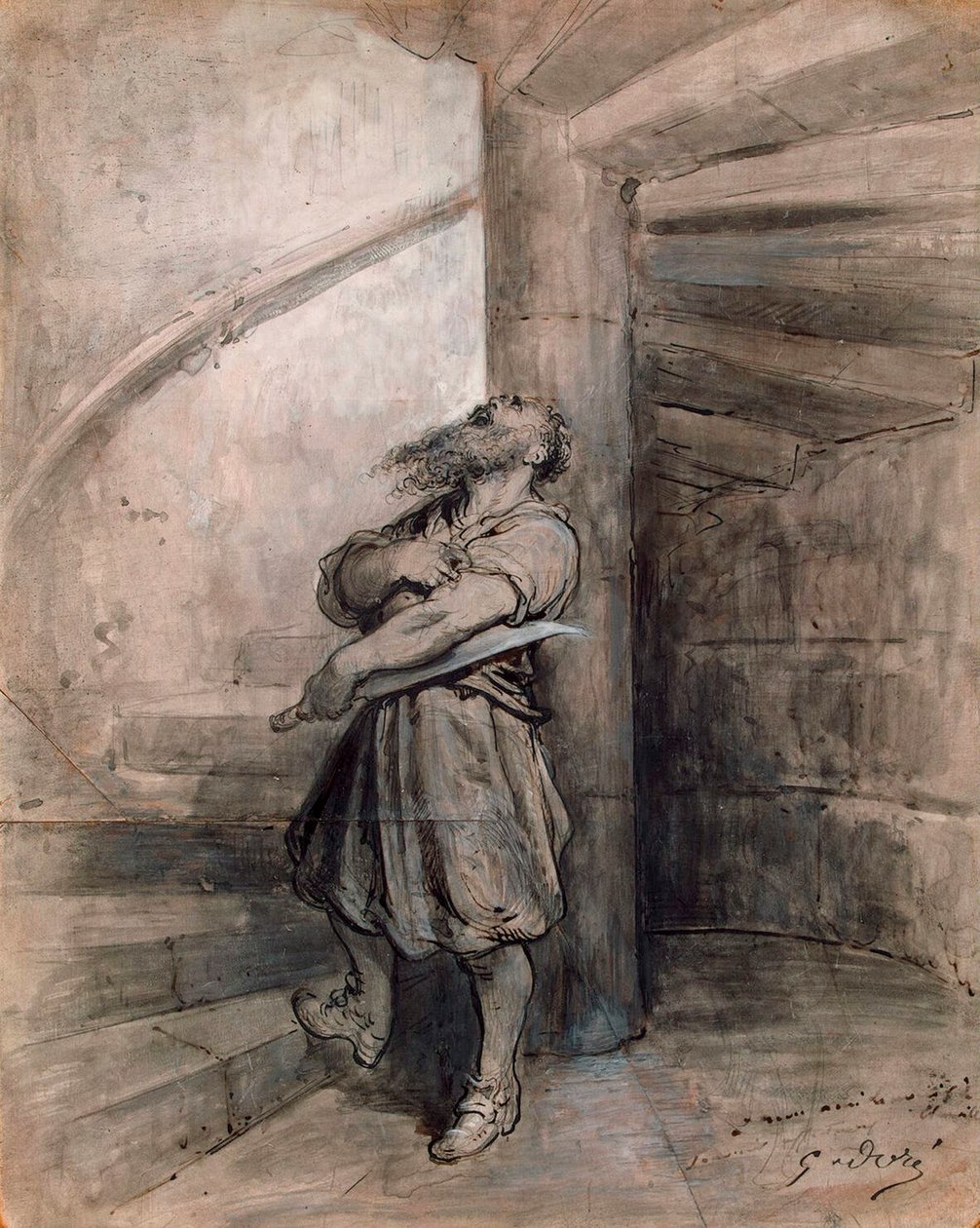 Ilustrace k pohádce Modrovous od Charlese Perraulta, před rokem 1862. od Gustave Dore