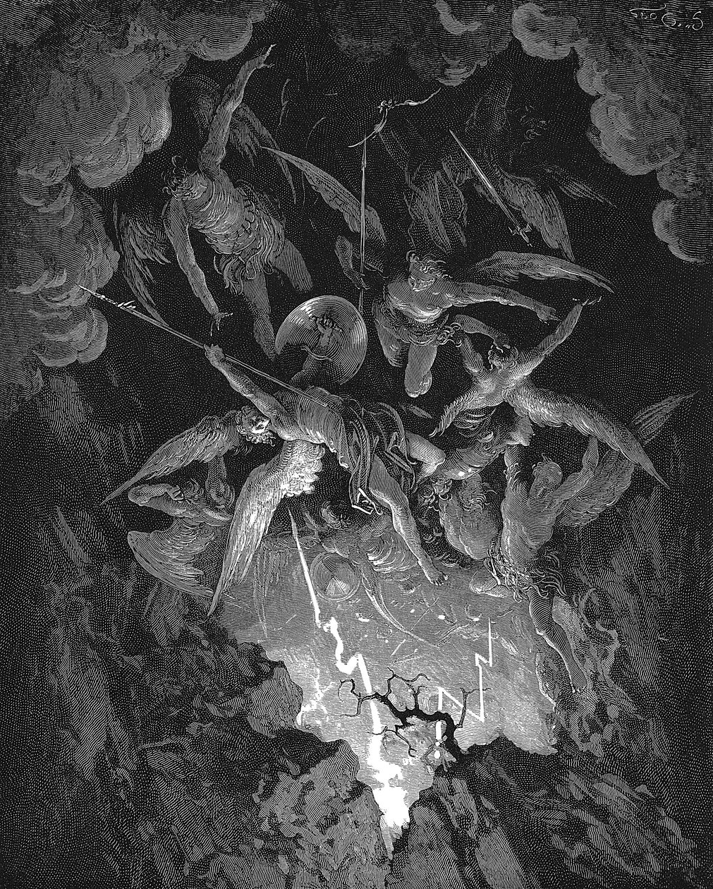 Ilustrace z Johna Miltona Ztracený ráj, 1866 od Gustave Dore