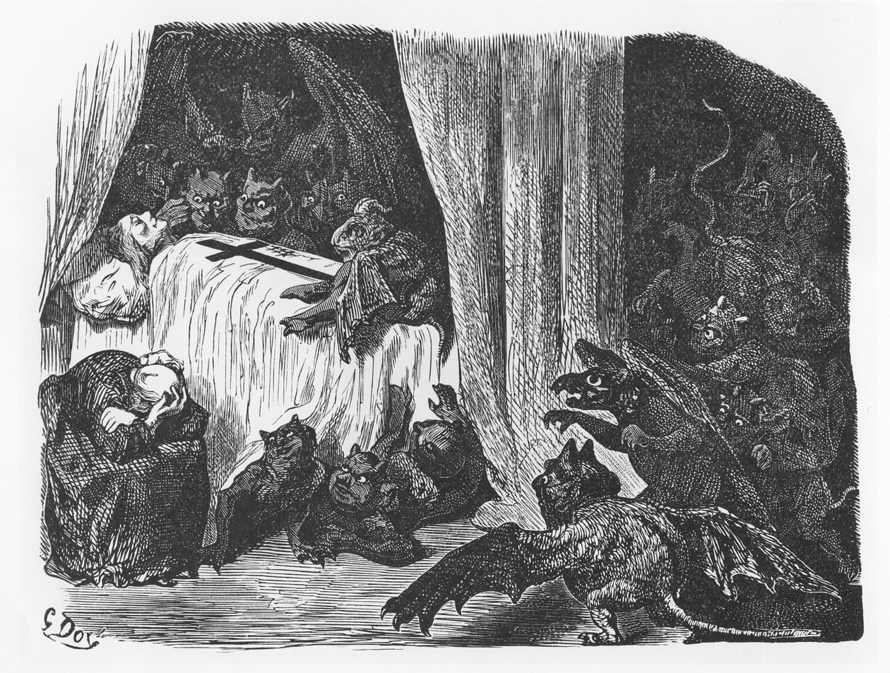 Ilustrace z „Le Tiers Livre des Faicts et Dicts Hérosques du Bon Pantagruel“ od Françoise Rabelaise od Gustave Dore