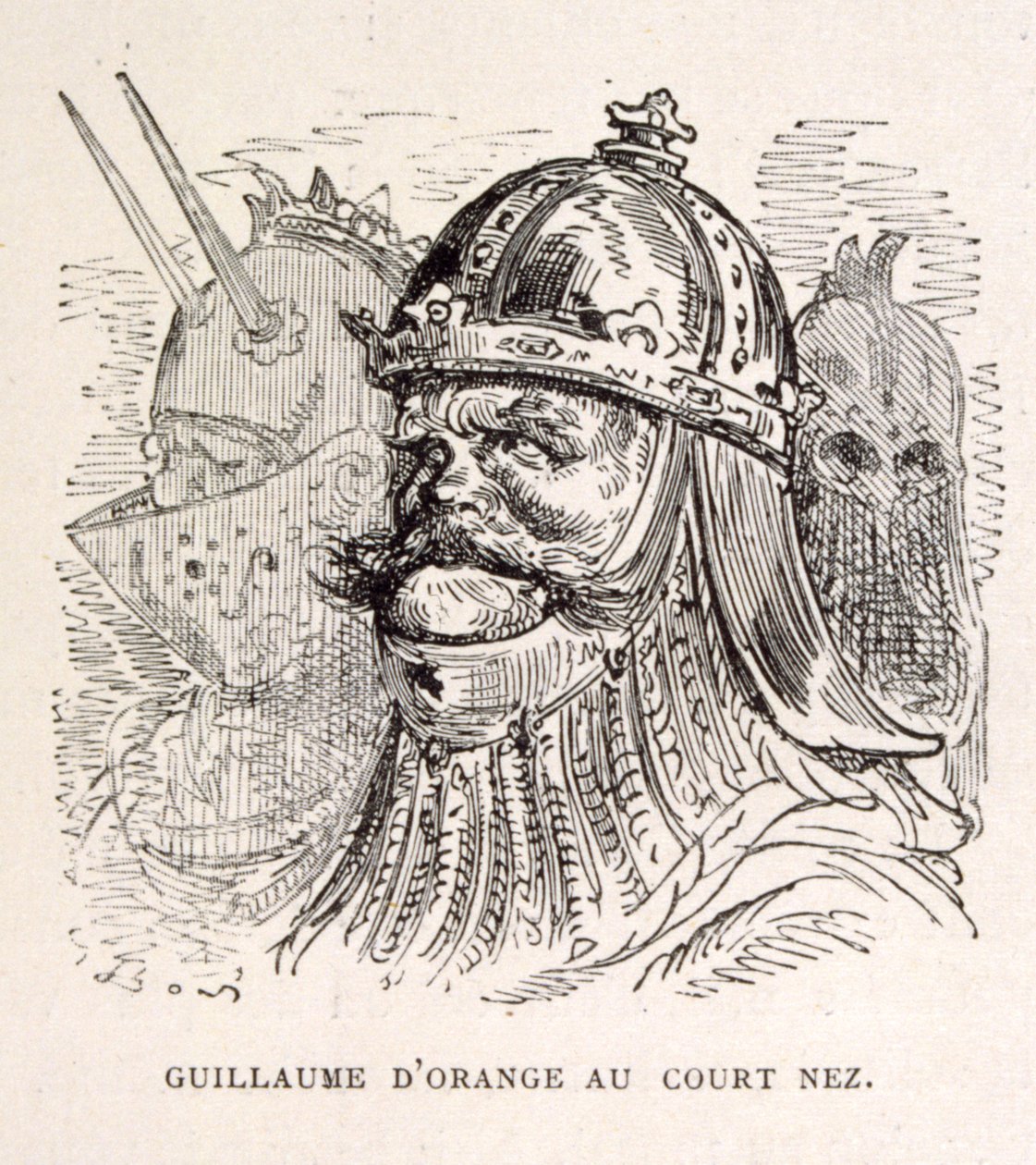 Ilustrace krále Viléma Oranžského z knihy La legende de Croque-Mitaine. od Gustave Dore