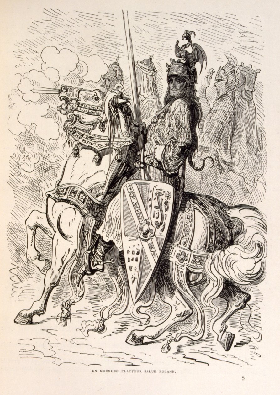 Ilustrace Rolanda na koni z knihy La legende de Croque-Mitaine. od Gustave Dore