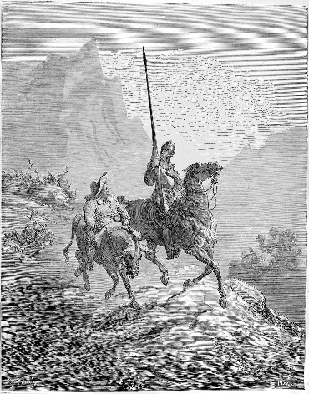Ilustrace ke knize Don Quijote de la Mancha od M. de Cervantese, 1863. od Gustave Dore