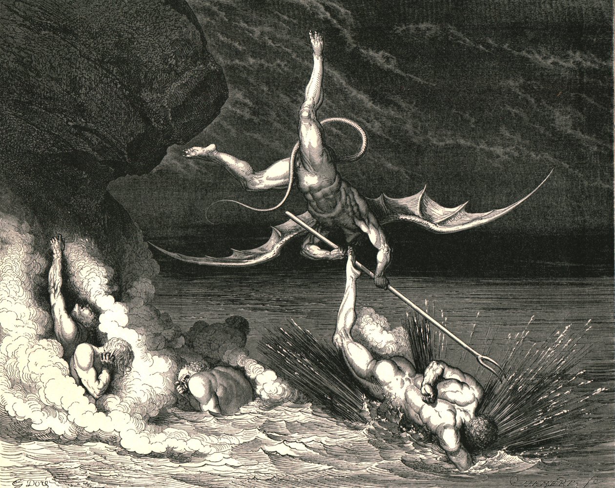 Při pronásledování proto spěchal a zvolal: Ty jsi chycen, c1890. od Gustave Dore