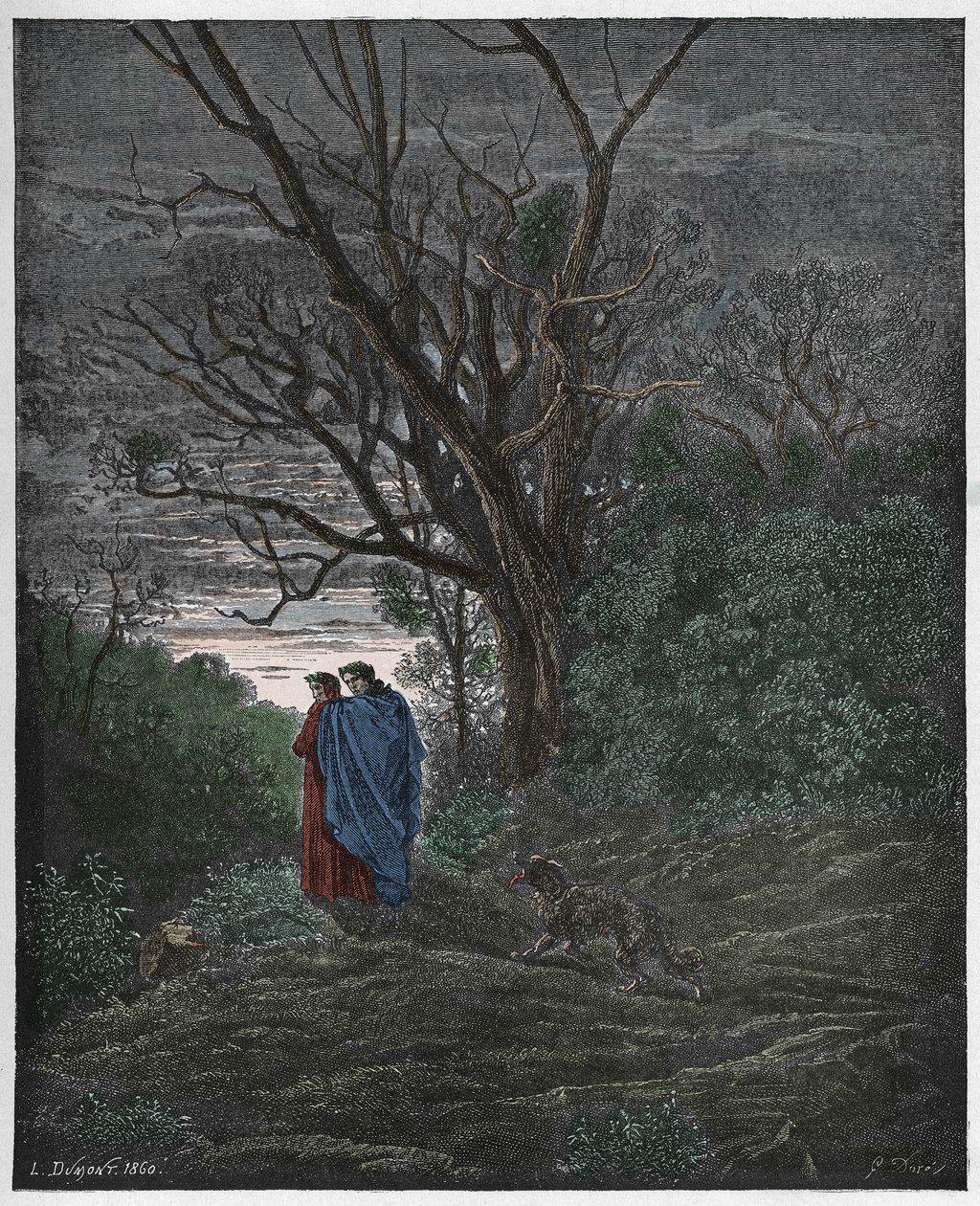 Inferno, Canto 1: Objeví se vlčice, ilustrace z „Božské komedie“ od Dante Alighieriho, 1885 od Gustave Dore