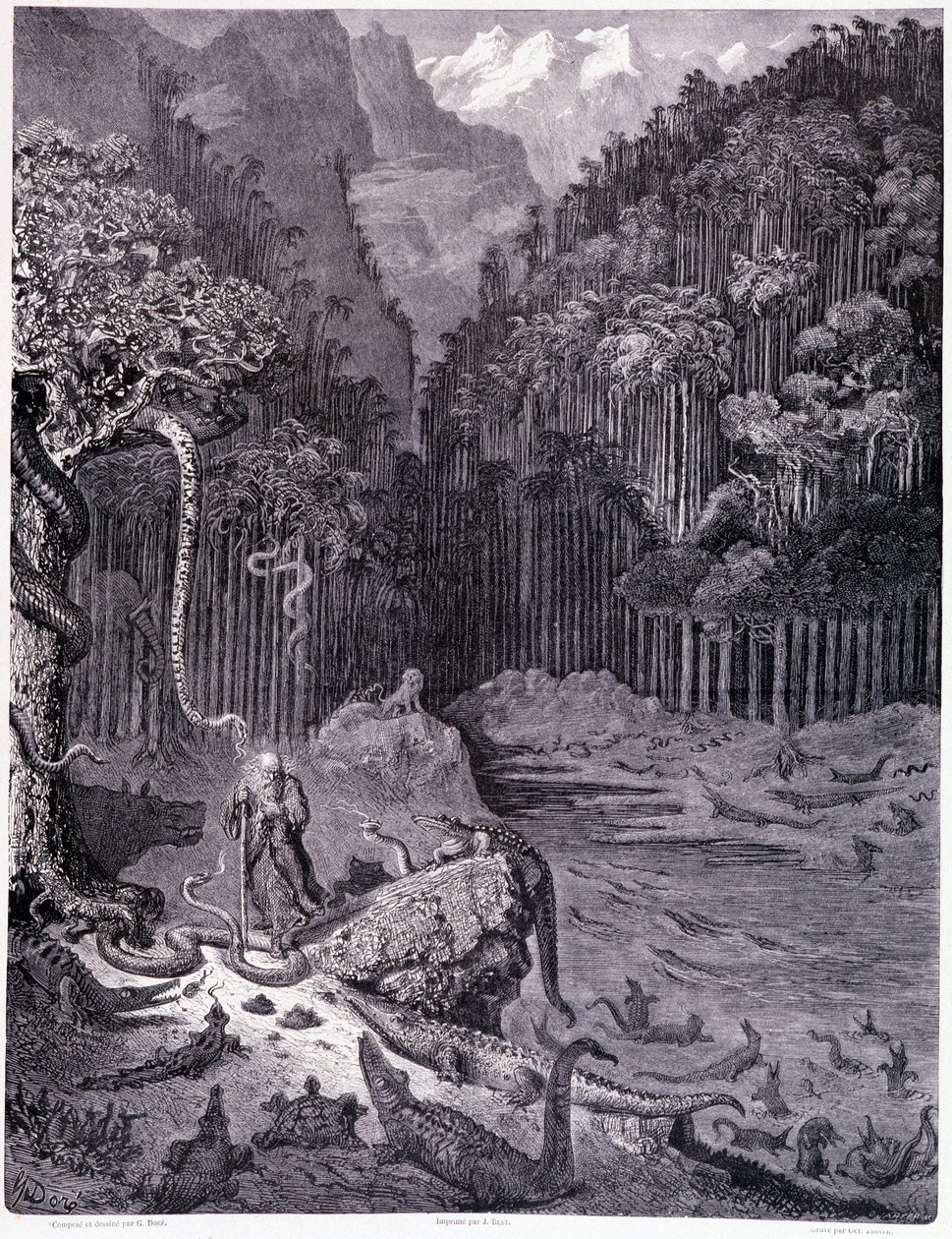 Viděl jsem v Americe... prkno XI - Ilustrace Gustave Dore (1832-1883), pro putování La legende du Jeif od Pierra Duponta, edice Librairie du Magasin Picturesque, Paříž 1862 od Gustave Dore