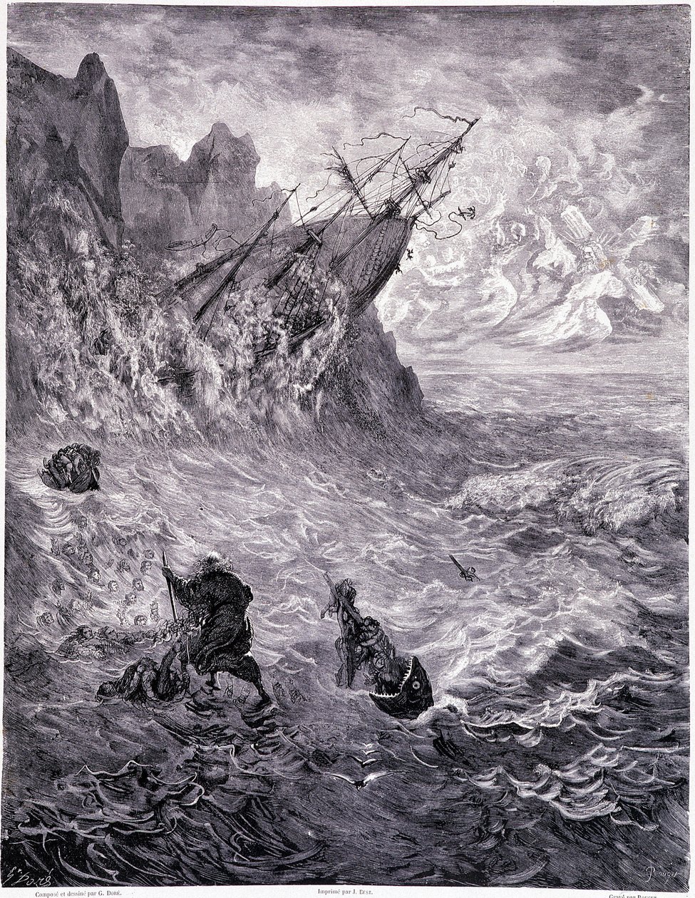 Přecházím moře... deska X - Ilustrace Gustave Dore (1832-1883), pro putování La legende du Jeif od Pierra Duponta, edice Librairie du Magasin Picturesque, Paříž 1862 od Gustave Dore