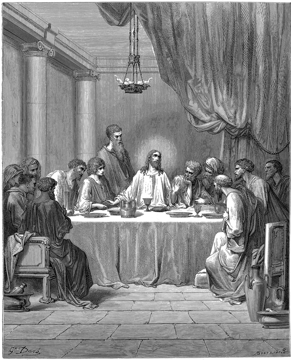 Ježíš a jeho učedníci při Poslední večeři, 1866 od Gustave Dore