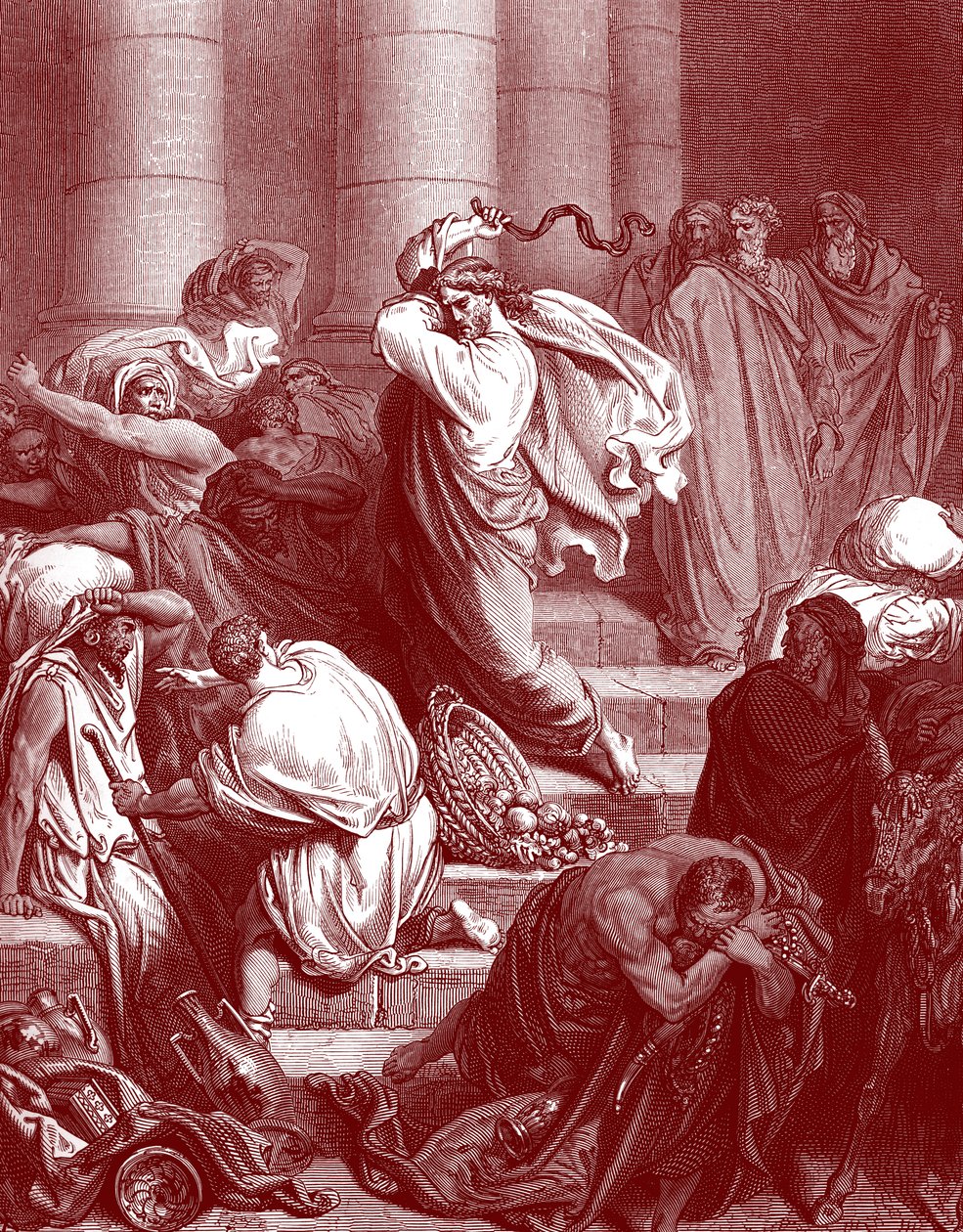 Ježíš v chrámu, rytina Doré. - Bible od Gustave Dore