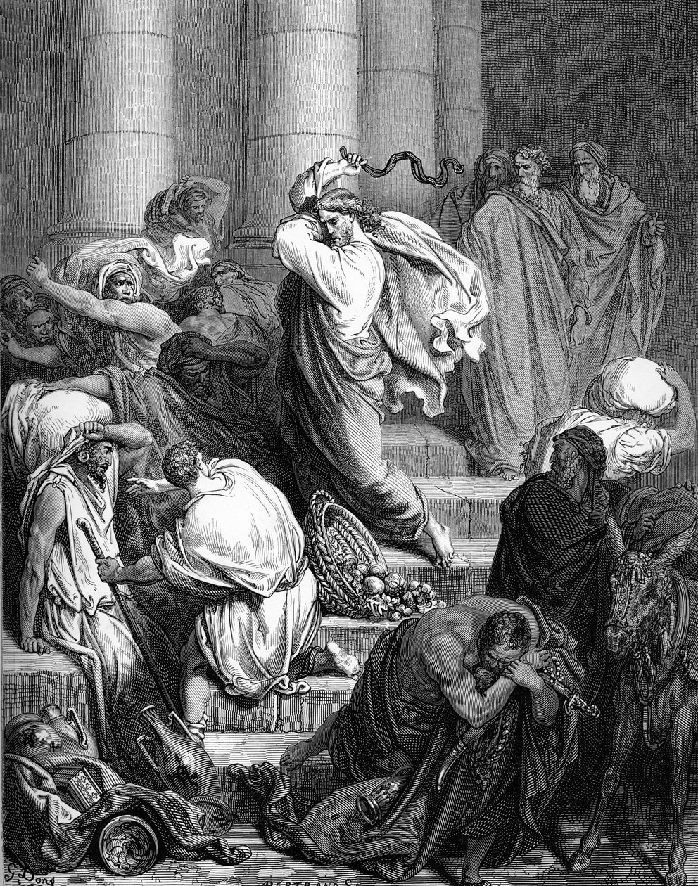 Ježíš v chrámu, rytina Doré. - Bible od Gustave Dore