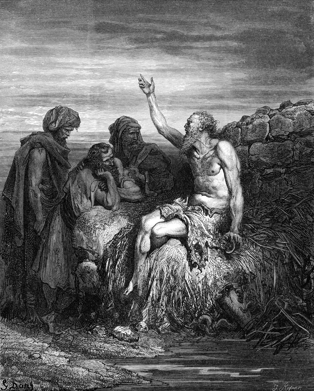 Job a jeho přátelé, rytina Doré. - Bible od Gustave Dore