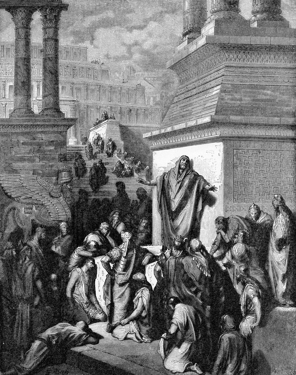 Jonáš volá Ninive k pokání od Gustave Dore