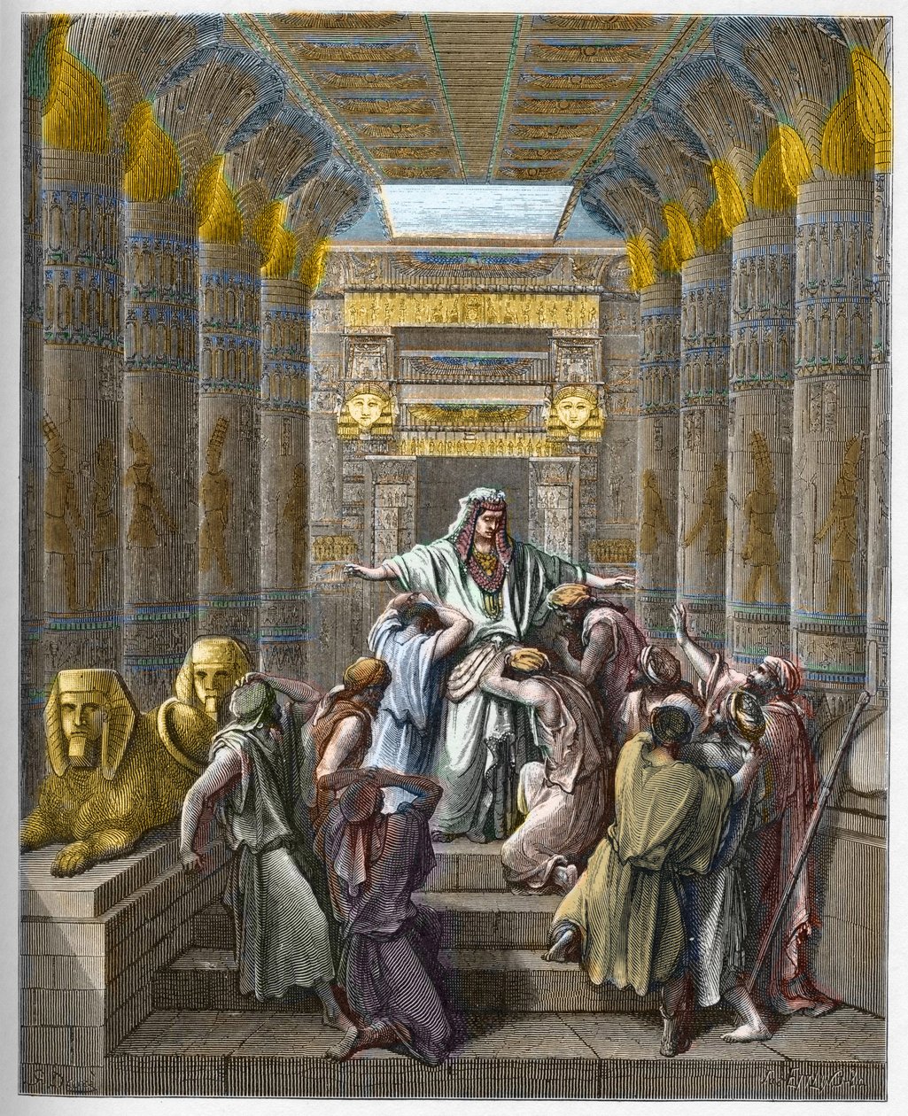 Joseph patriarcha Izraele - Joseph uznal jeho bratři - Joseph uznal jeho bratři - rytina v „The Bible illustree“ od Gustava Dore (1832-1883) - rytina z „“ The Dore Bible““ od Gustave Dore