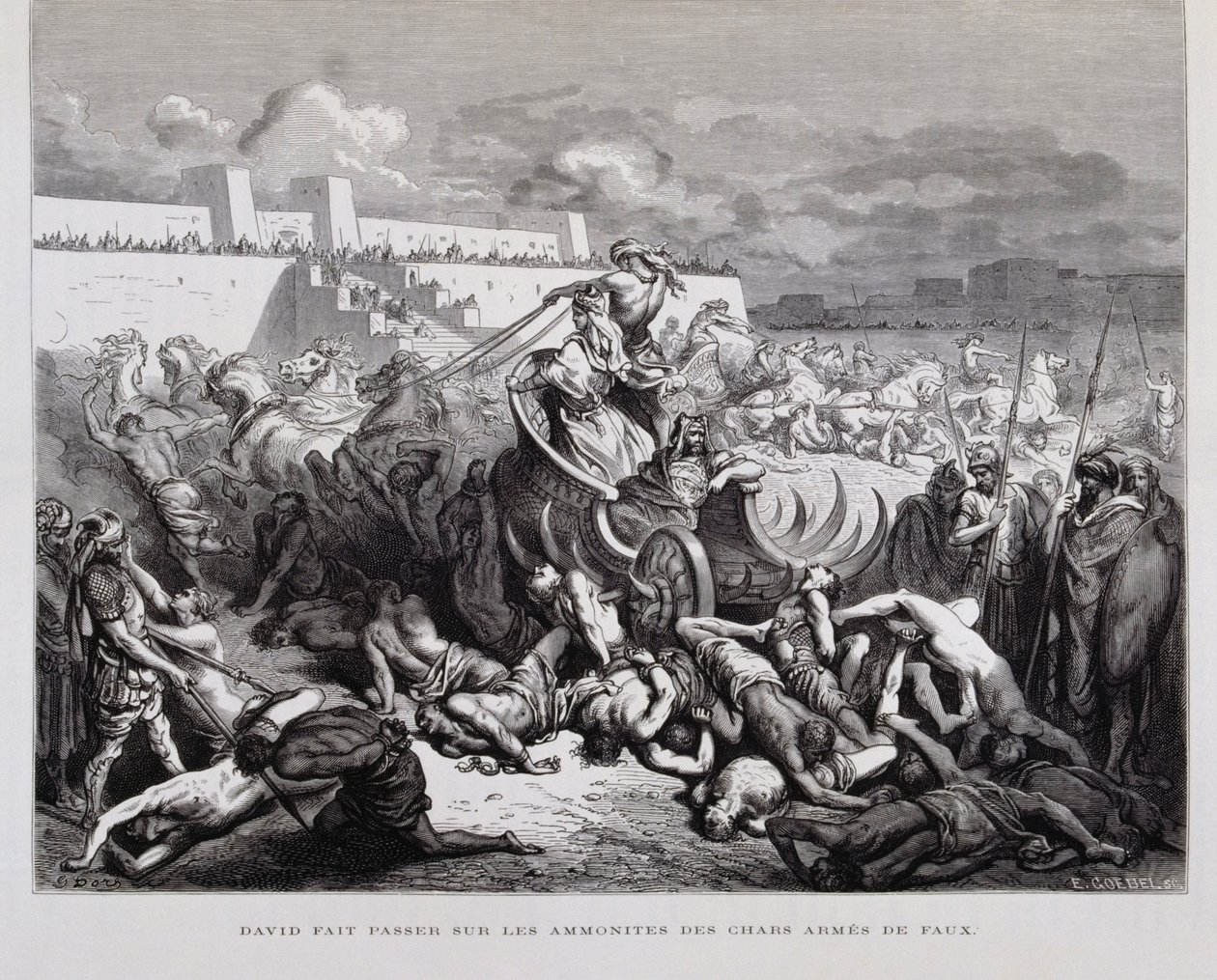 Král David trestá Amónovce , Ilustrace z Doreovy bible od Gustave Dore
