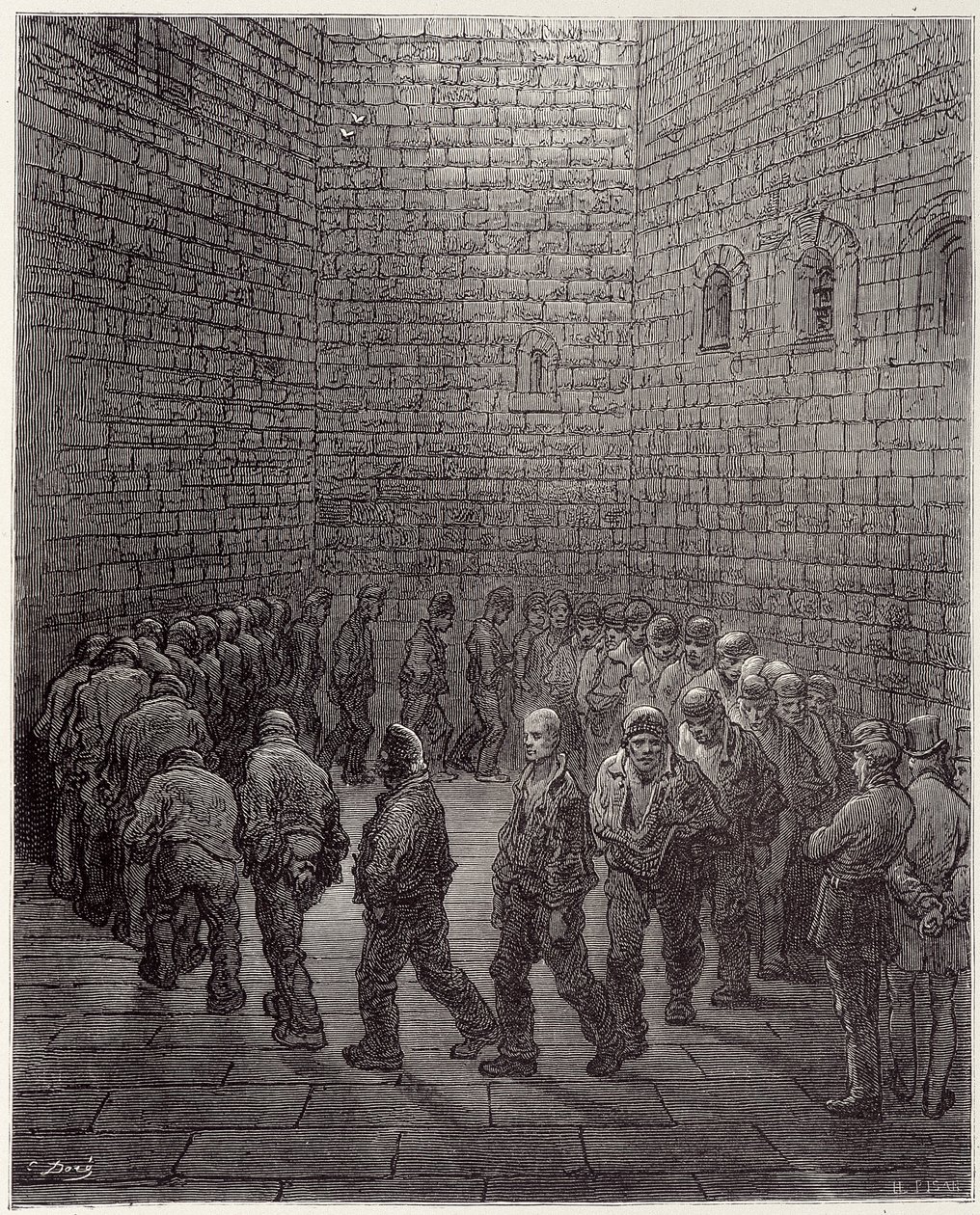Procházka vězňů ve vězení - v „“ Londýně“ od Gustava Dorea od Gustave Dore