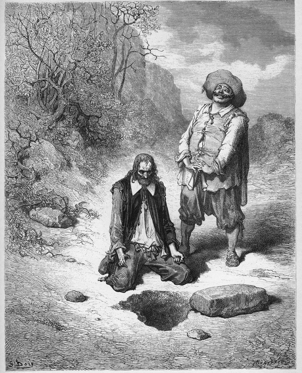 Lakomec, který ztratil poklad - Lakomec, který ztratil poklad - z "Bajky" od Jean de La Fontaine od Gustave Dore