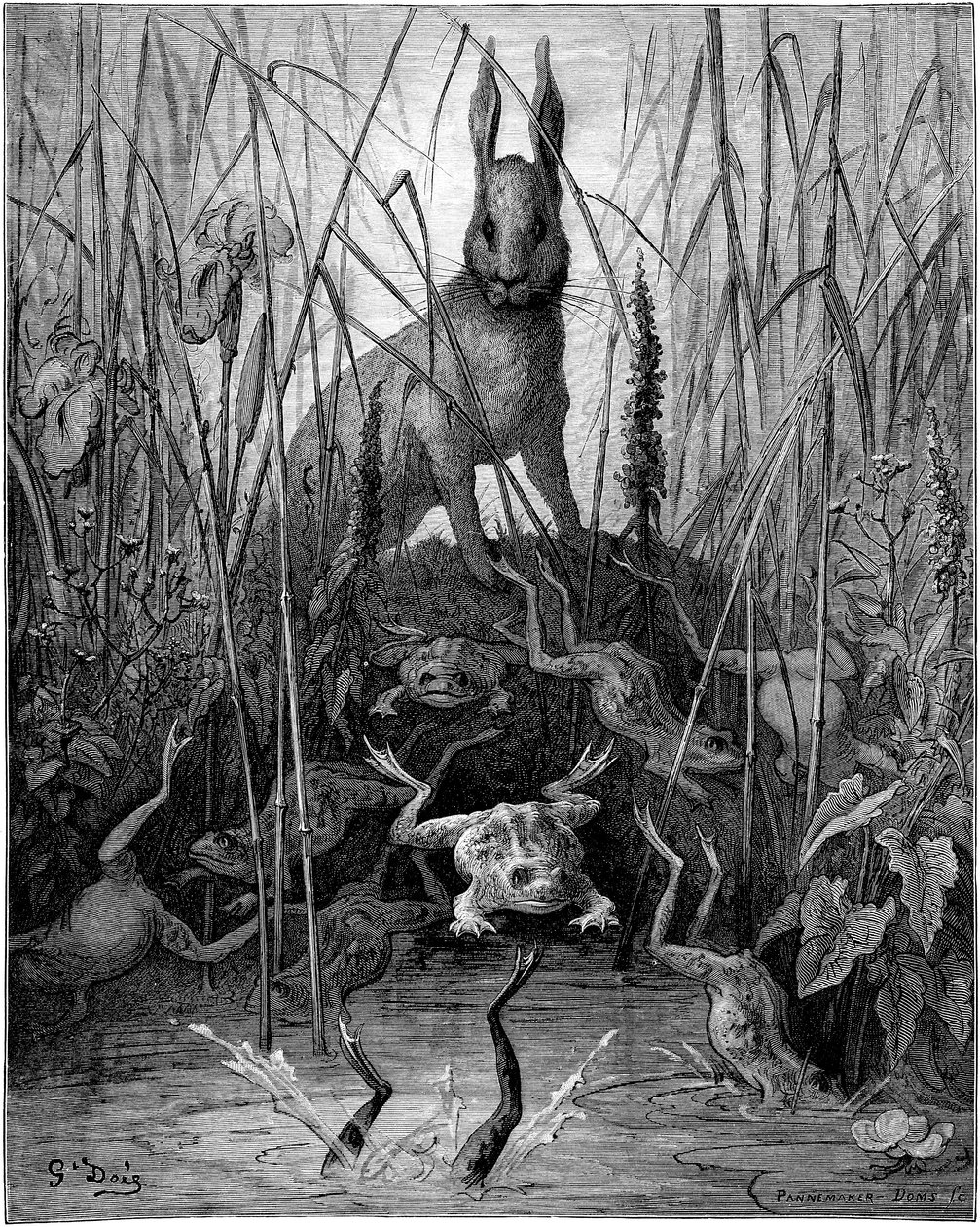 Zajíc a žáby: pohádka Jeana de la Fontaine s ilustracemi Gustava Doreho - Zajíc a žáby - od Gustave Dore