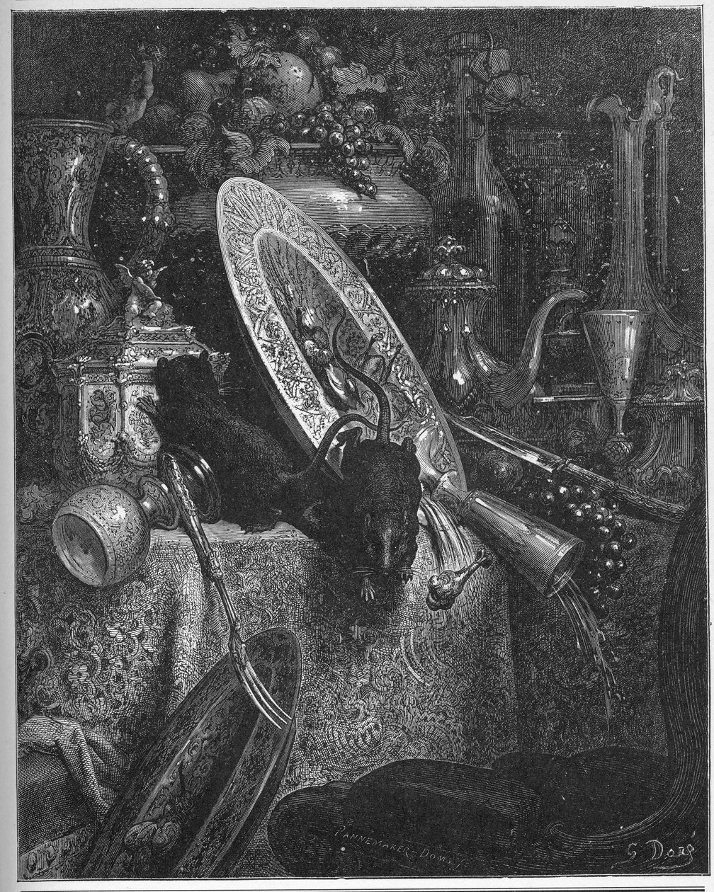 Městská myš a venkovská myš - z "Bajek" od Jean de La Fontaine od Gustave Dore